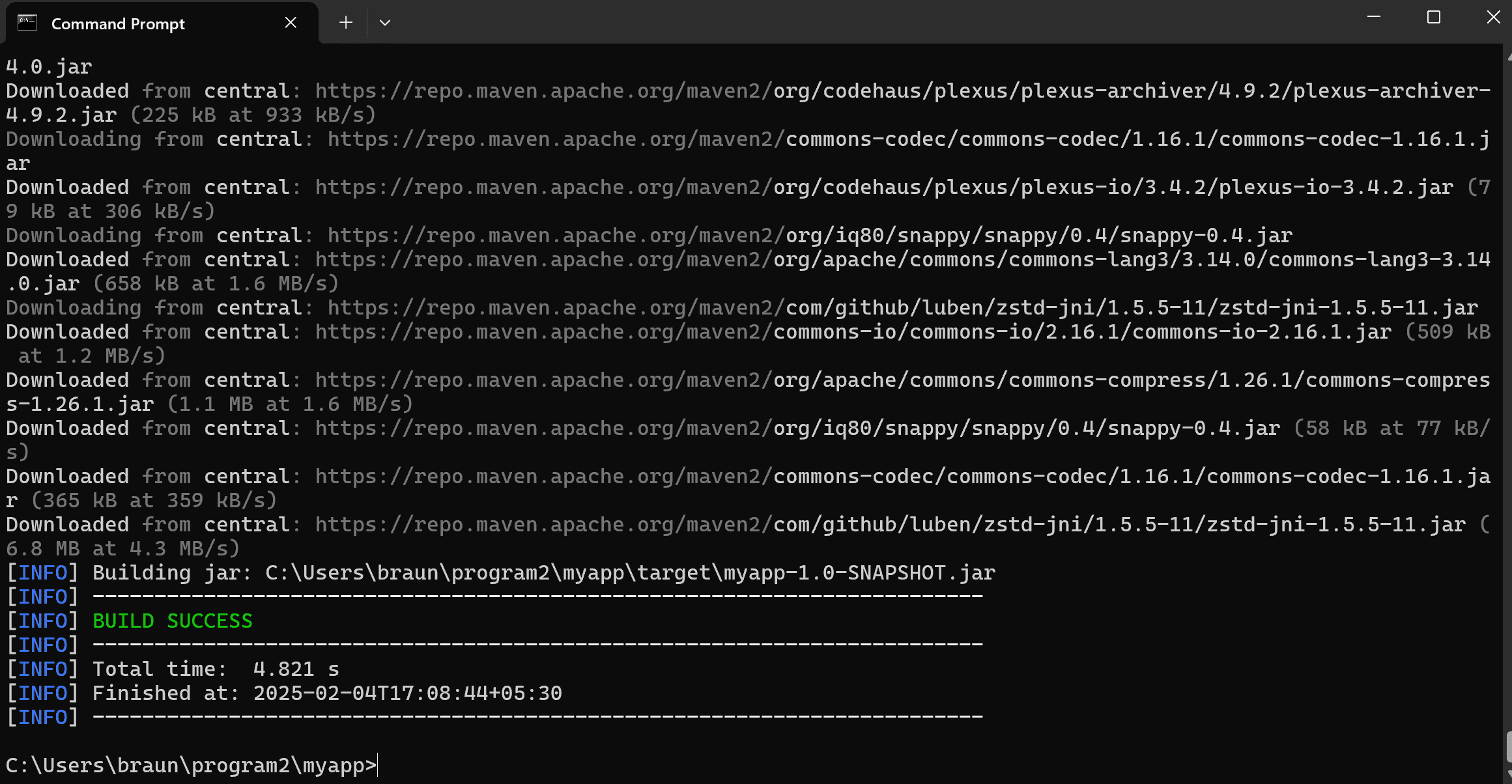 Package the project into a JAR CMD Package the project into a JAR CMD