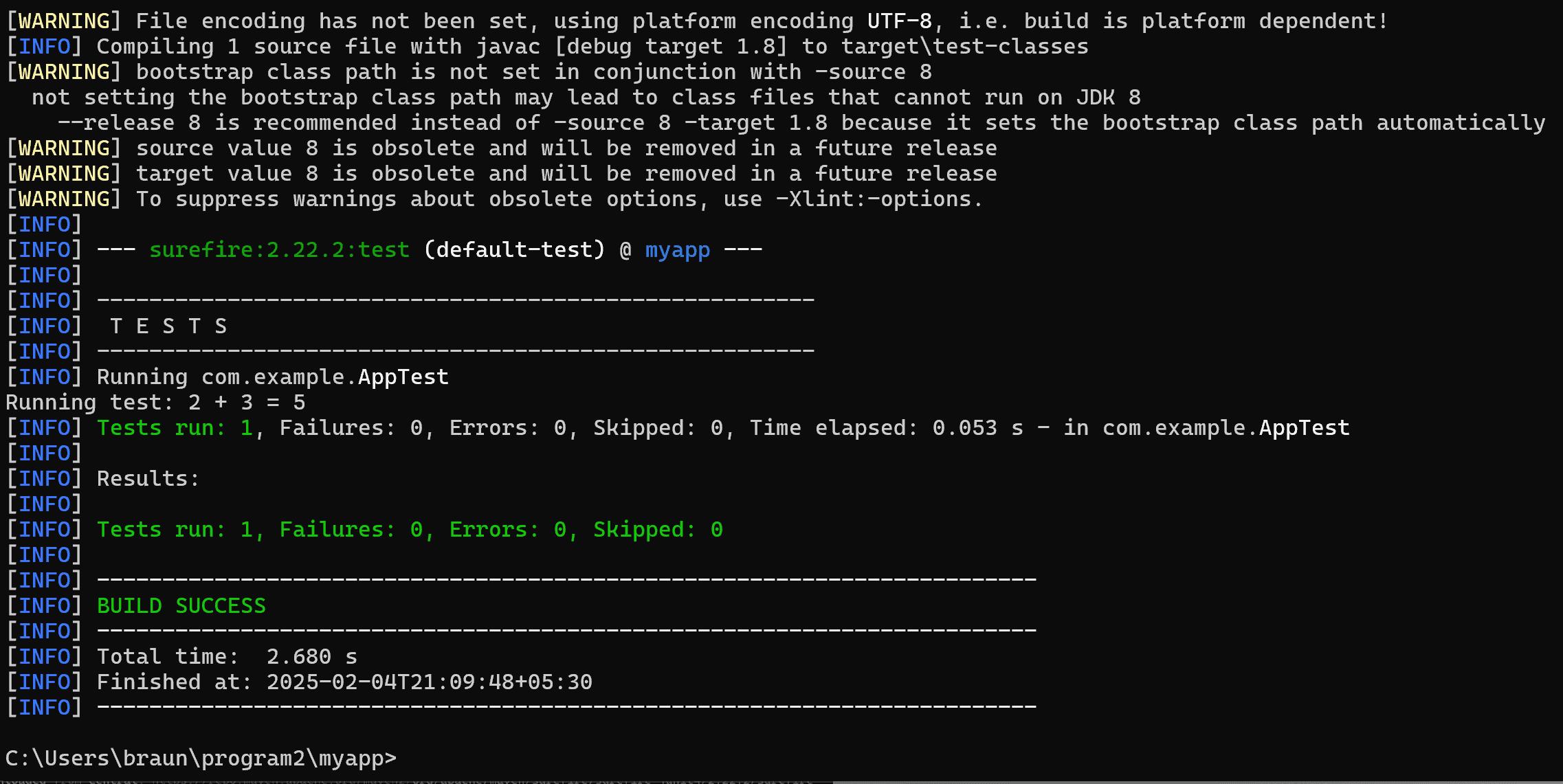 Unit test Success CMD Unit test Success CMD